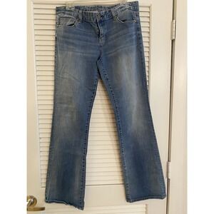 Tommy Hilfiger Jeans Womens 12 Blue Mid Rise Bootcut Distressed Denim Stretch,